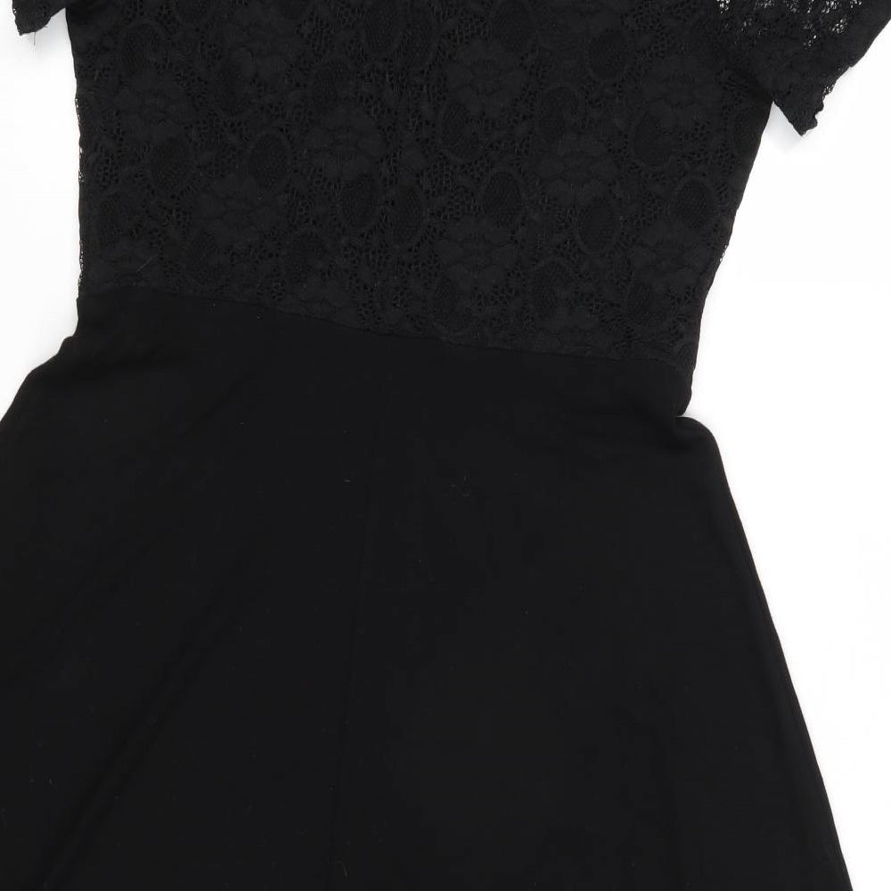 Dorothy Perkins Womens Black Floral  Fit & Flare  Size 14