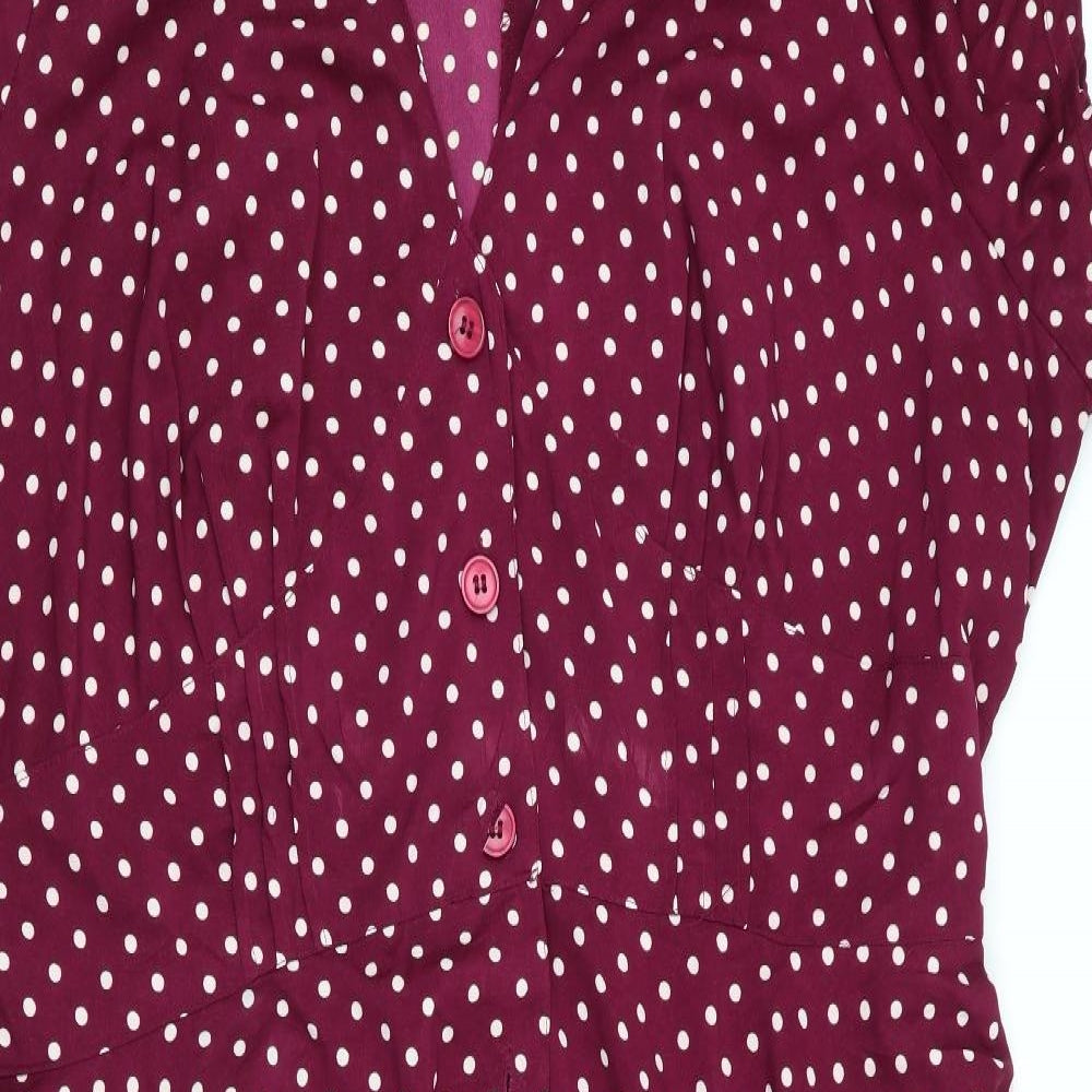 Heart Womens Purple Polka Dot  Fit & Flare  Size 4XL
