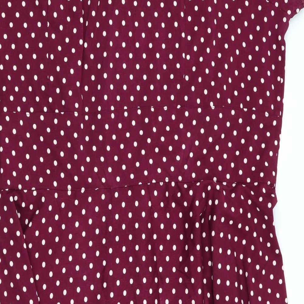 Heart Womens Purple Polka Dot  Fit & Flare  Size 4XL