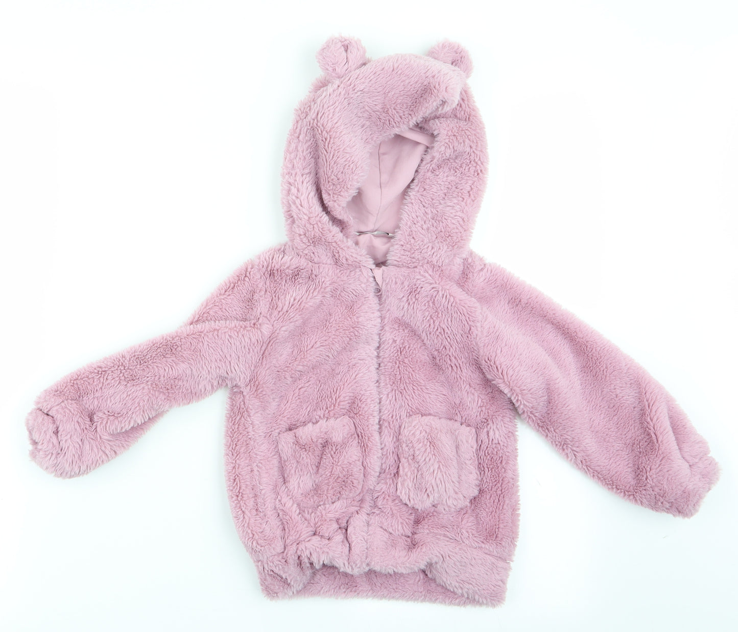 PEP & CO Girls Pink   Full Zip Hoodie Size 3-4 Years  - Ears on Hood