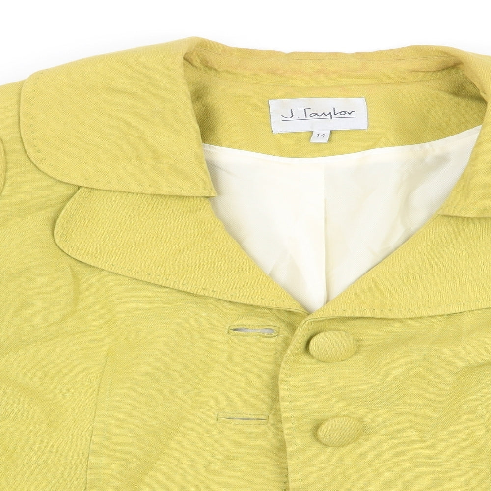 J Taylor Womens Green   Jacket  Size 14  - Linen Look Jacket