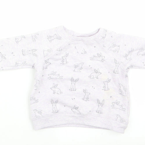 NEXT Girls Purple Animal Print  Pullover Jumper Size 3-6 Months