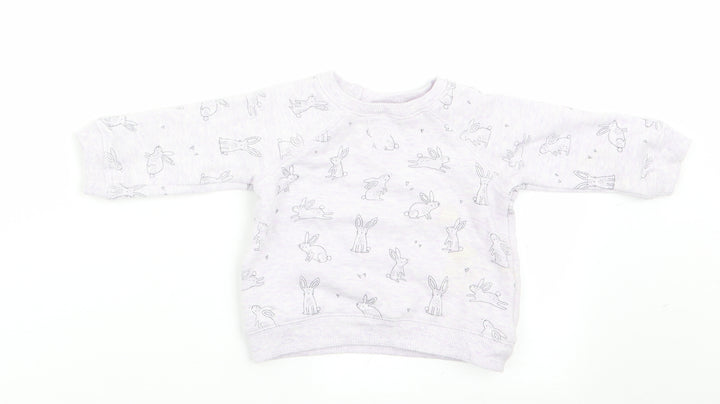 NEXT Girls Purple Animal Print Pullover Jumper Size 3-6 Months