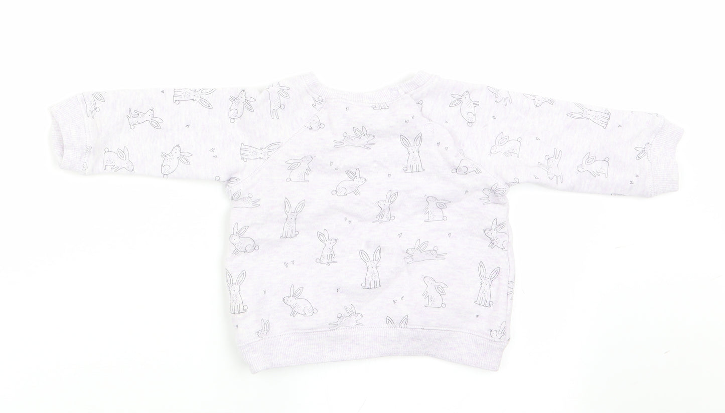 NEXT Girls Purple Animal Print  Pullover Jumper Size 3-6 Months