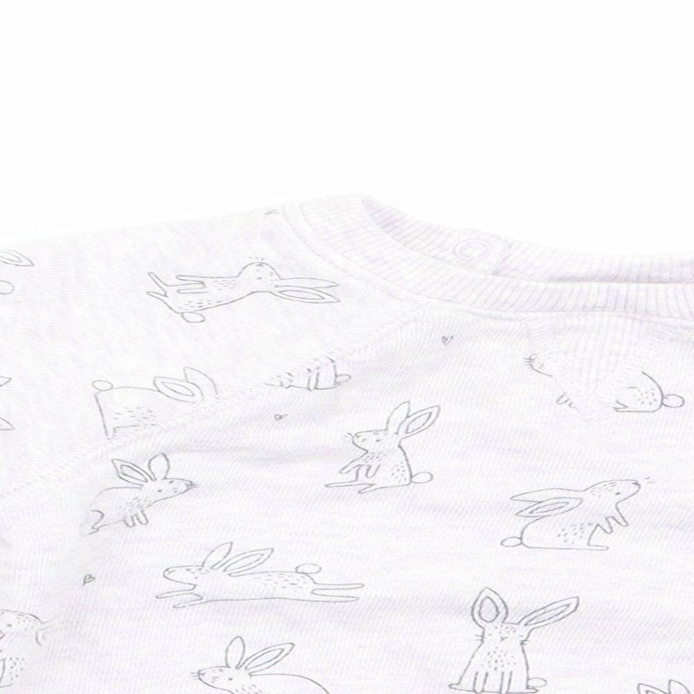 NEXT Girls Purple Animal Print  Pullover Jumper Size 3-6 Months