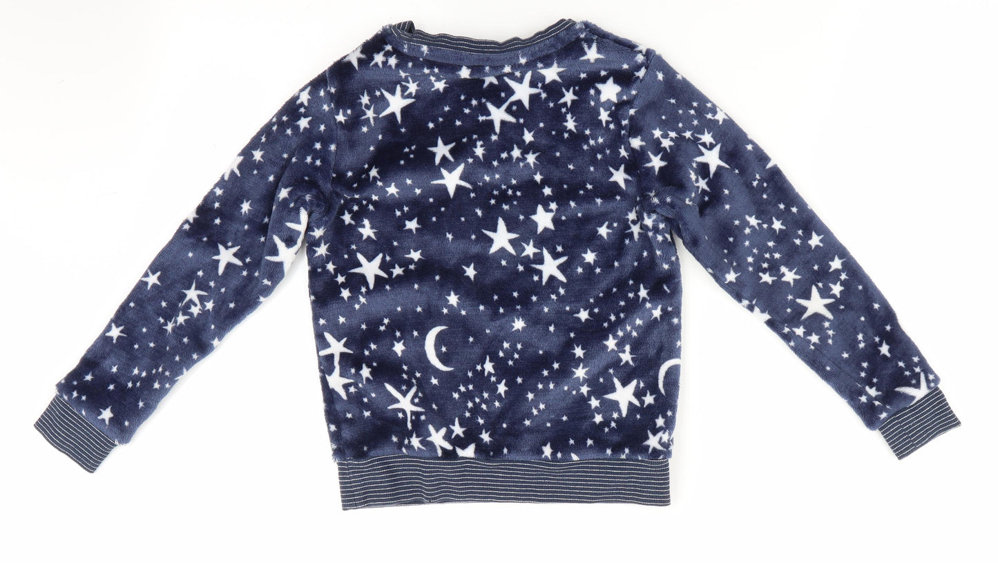 Matalan Girls Blue Geometric   Pyjama Top Size 7 Years  - Stars & Moons