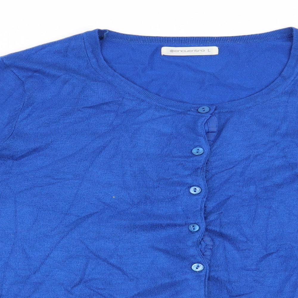Encuentro Womens Blue   Cardigan Jumper Size L