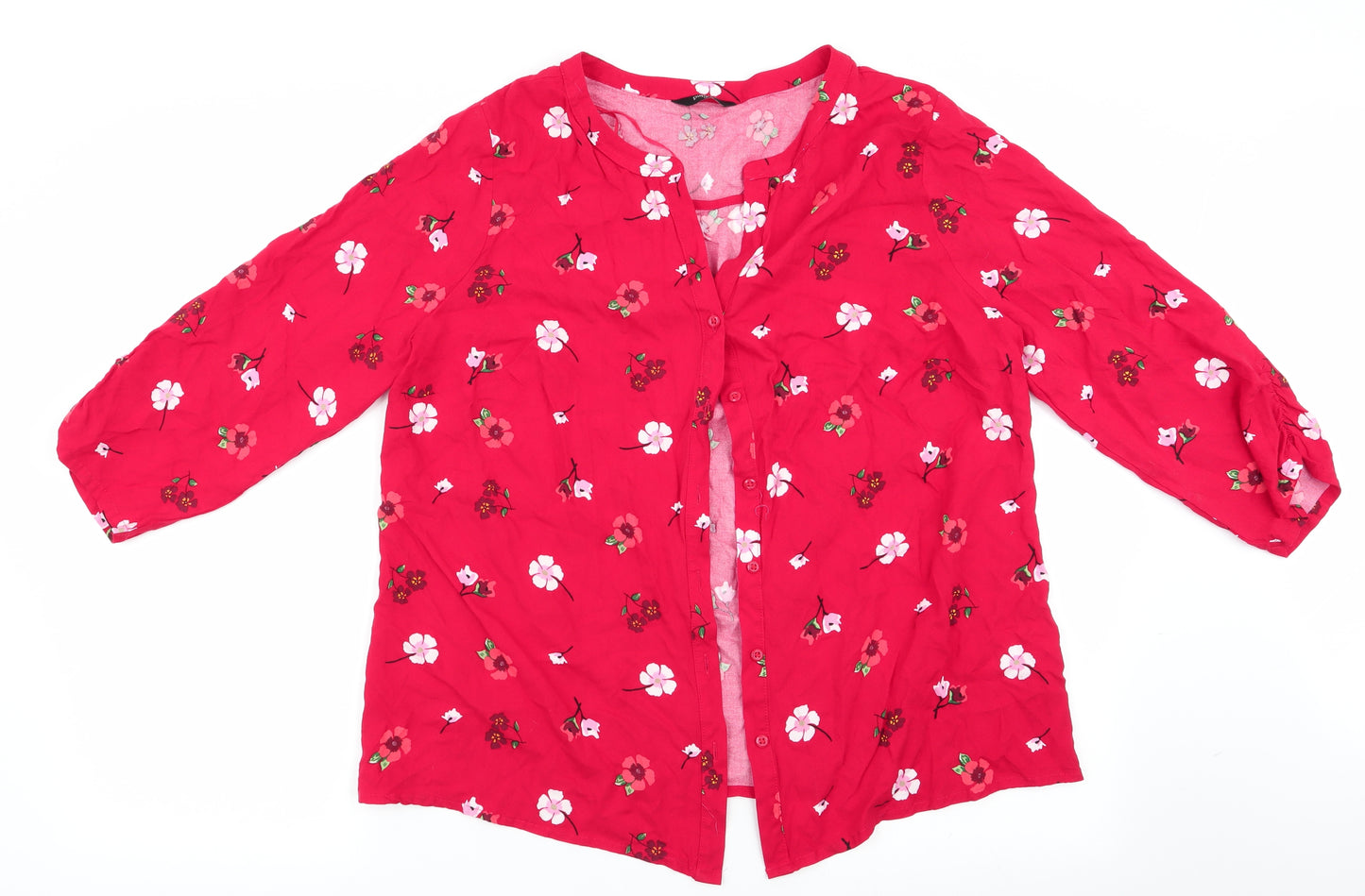 Papaya Womens Red Floral  Basic Blouse Size 16