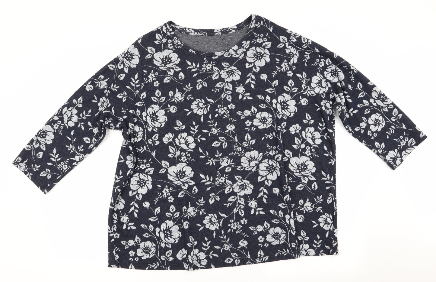 Preworn Womens Blue Floral  Pullover Jumper
