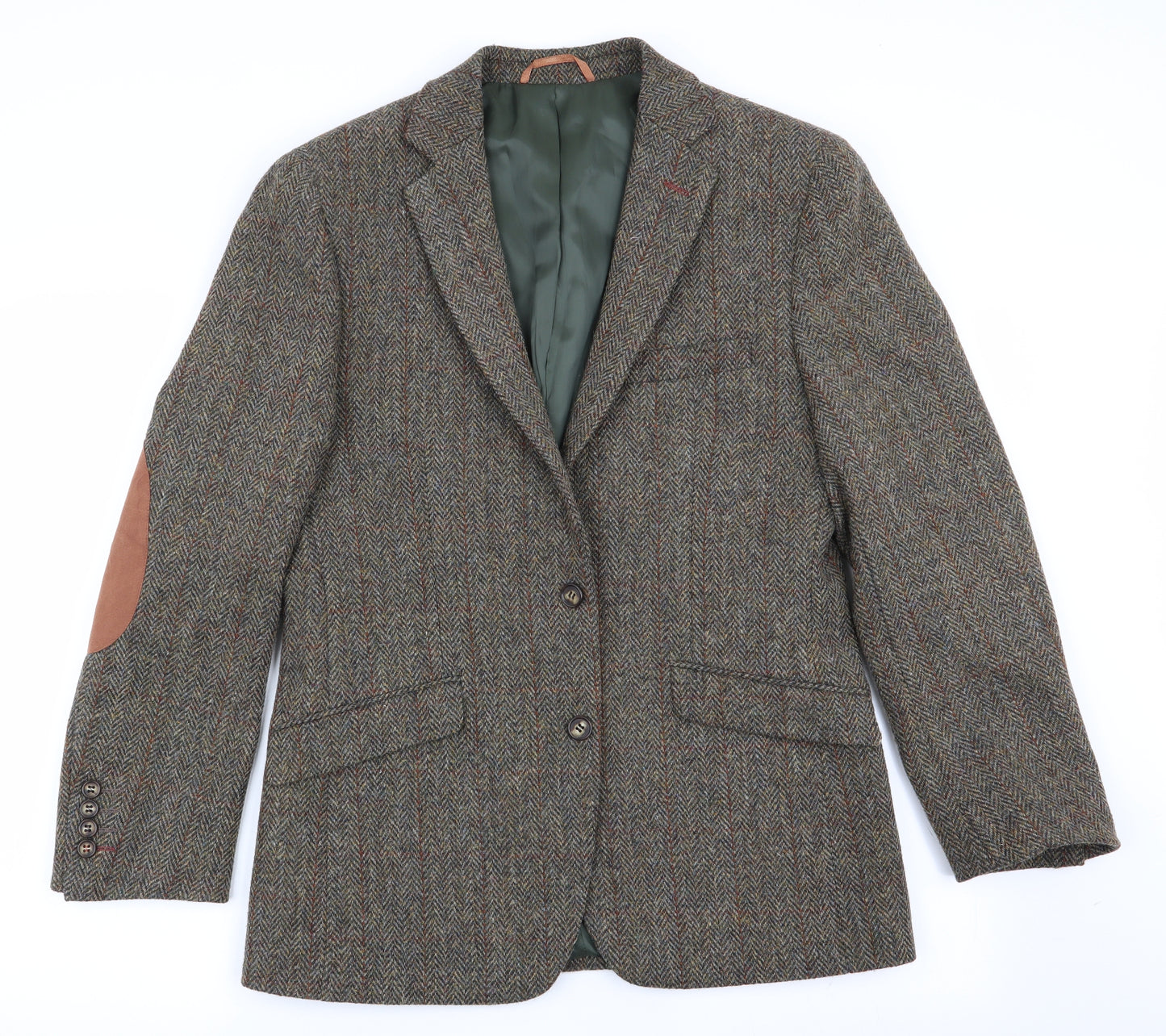 Brook Traverner Mens Green Herringbone  Jacket Blazer Size 38  - Tweed Jacket
