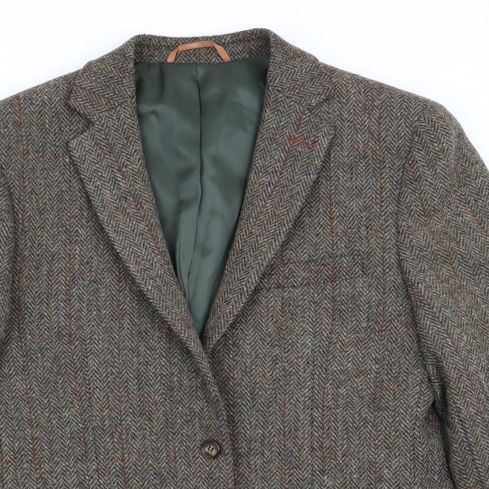 Brook Traverner Mens Green Herringbone  Jacket Blazer Size 38  - Tweed Jacket