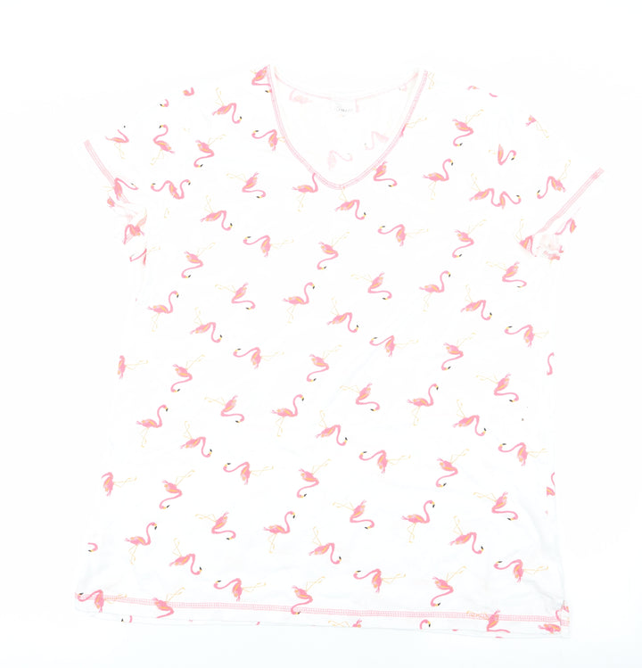 Damart Womens White Animal Print Basic T-Shirt Size M