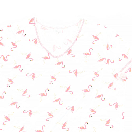 Damart Womens White Animal Print  Basic T-Shirt Size M