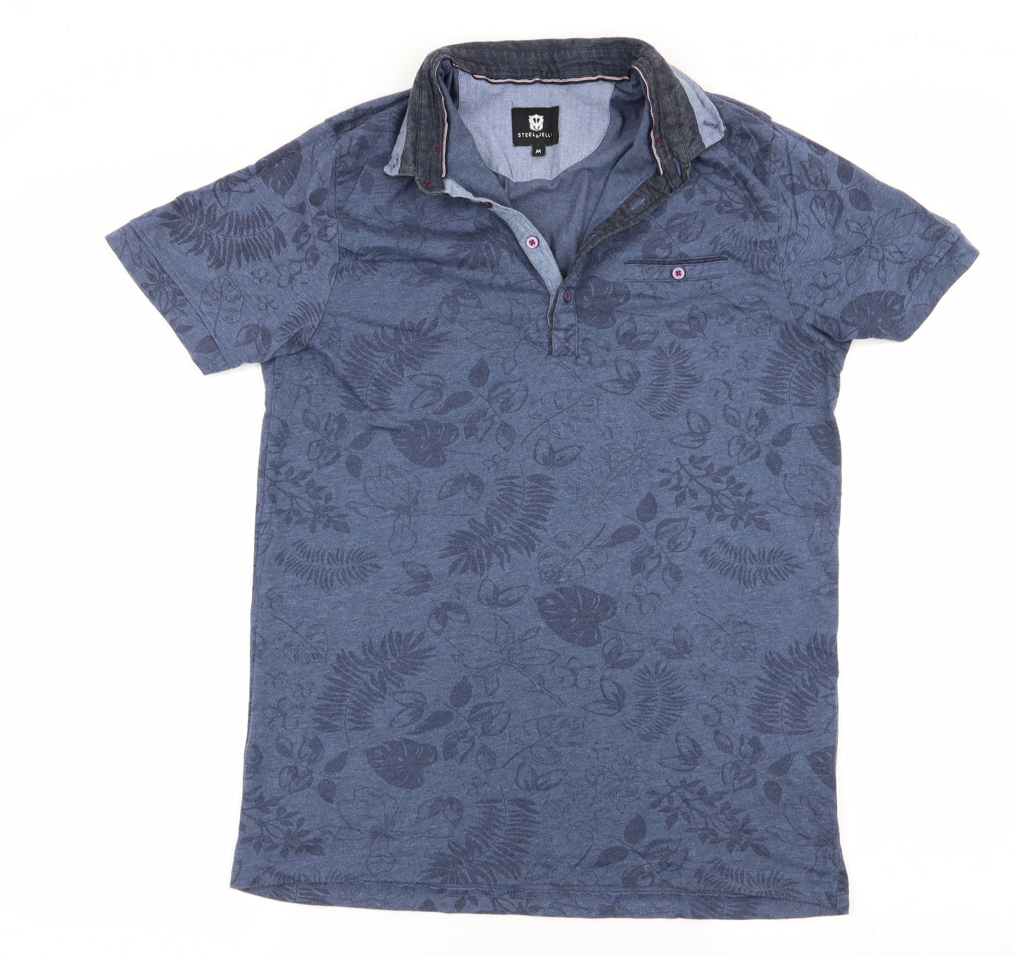 Steel & Jelly Mens Blue Floral   T-Shirt Size M