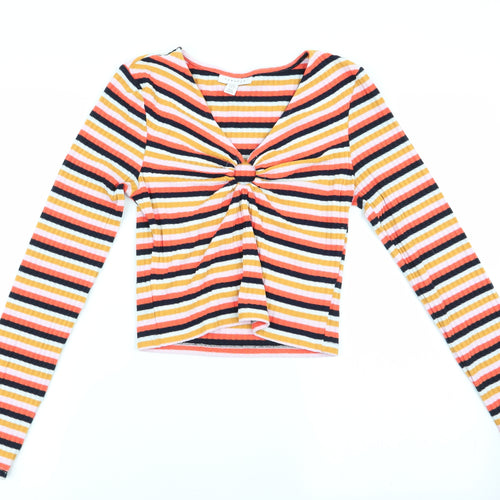 Primark Womens Orange Striped  Pullover Jumper Size 8