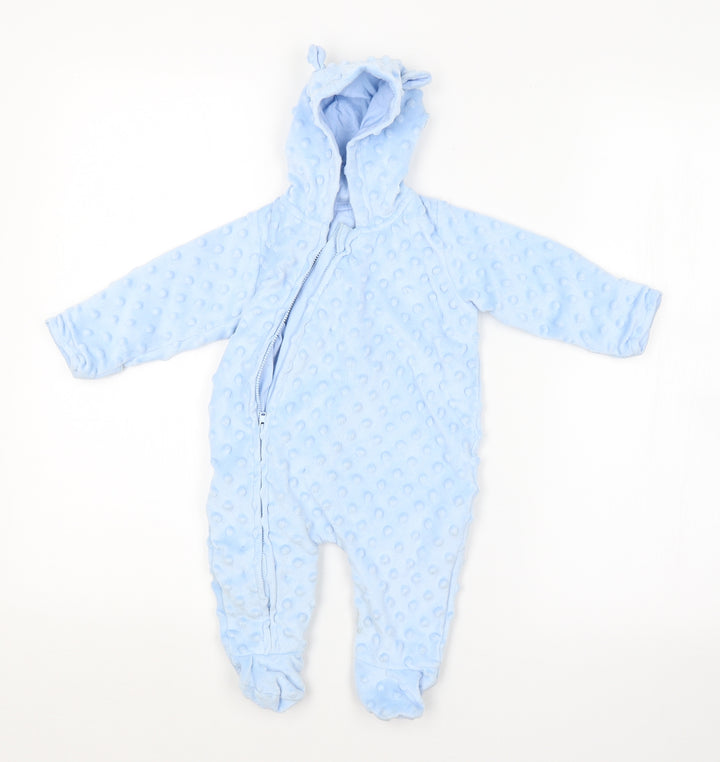 George Baby Blue Spotted Coverall One-Piece Size 0-3 Months