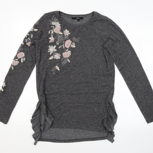 NEXT Womens Grey Floral  Pullover Jumper Size 6
