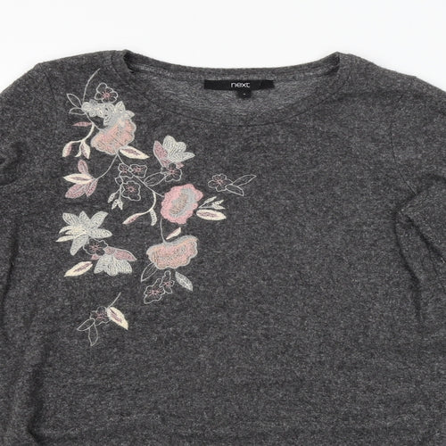NEXT Womens Grey Floral  Pullover Jumper Size 6