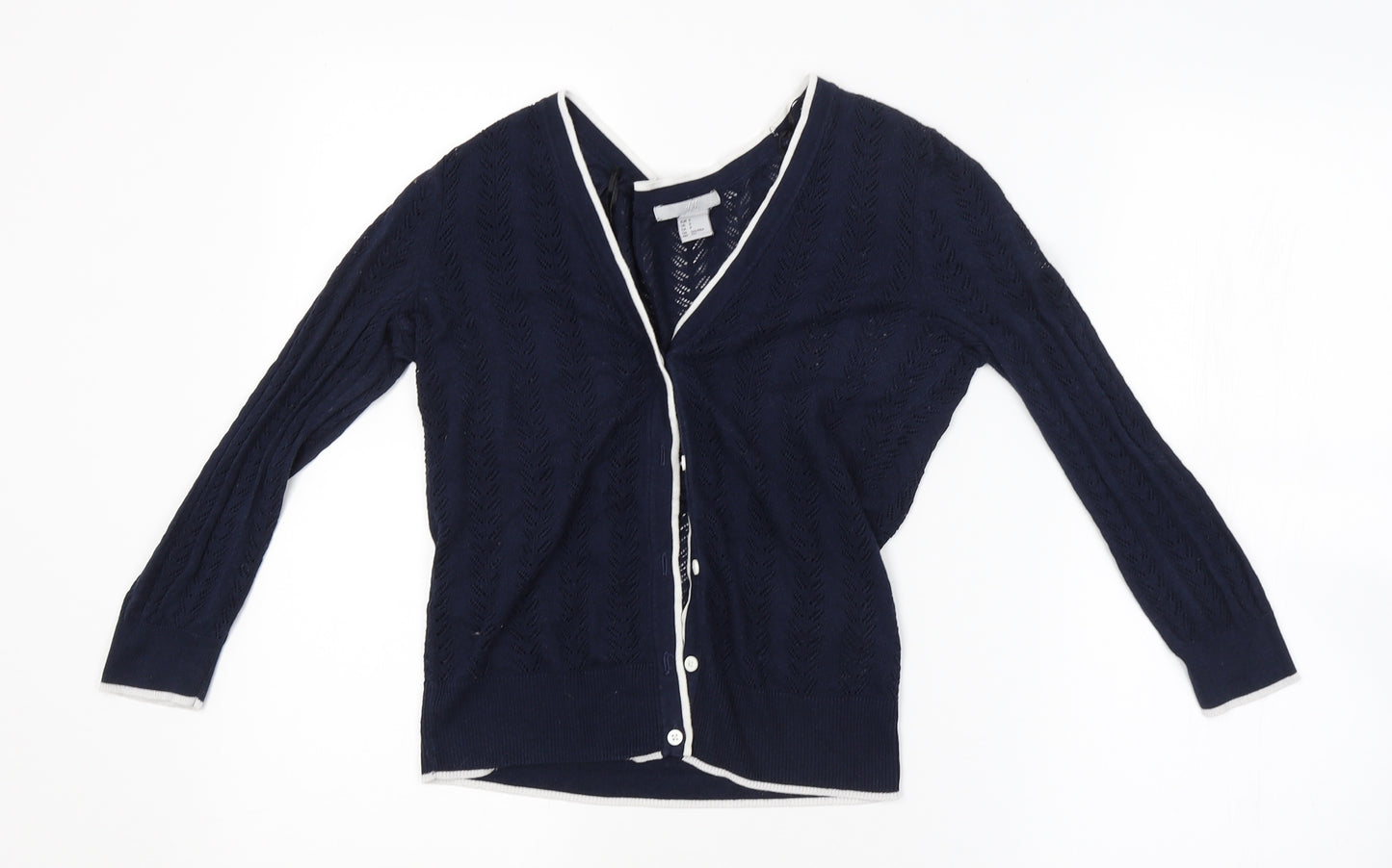 H&M Womens Blue Argyle/Diamond  Cardigan Jumper Size S