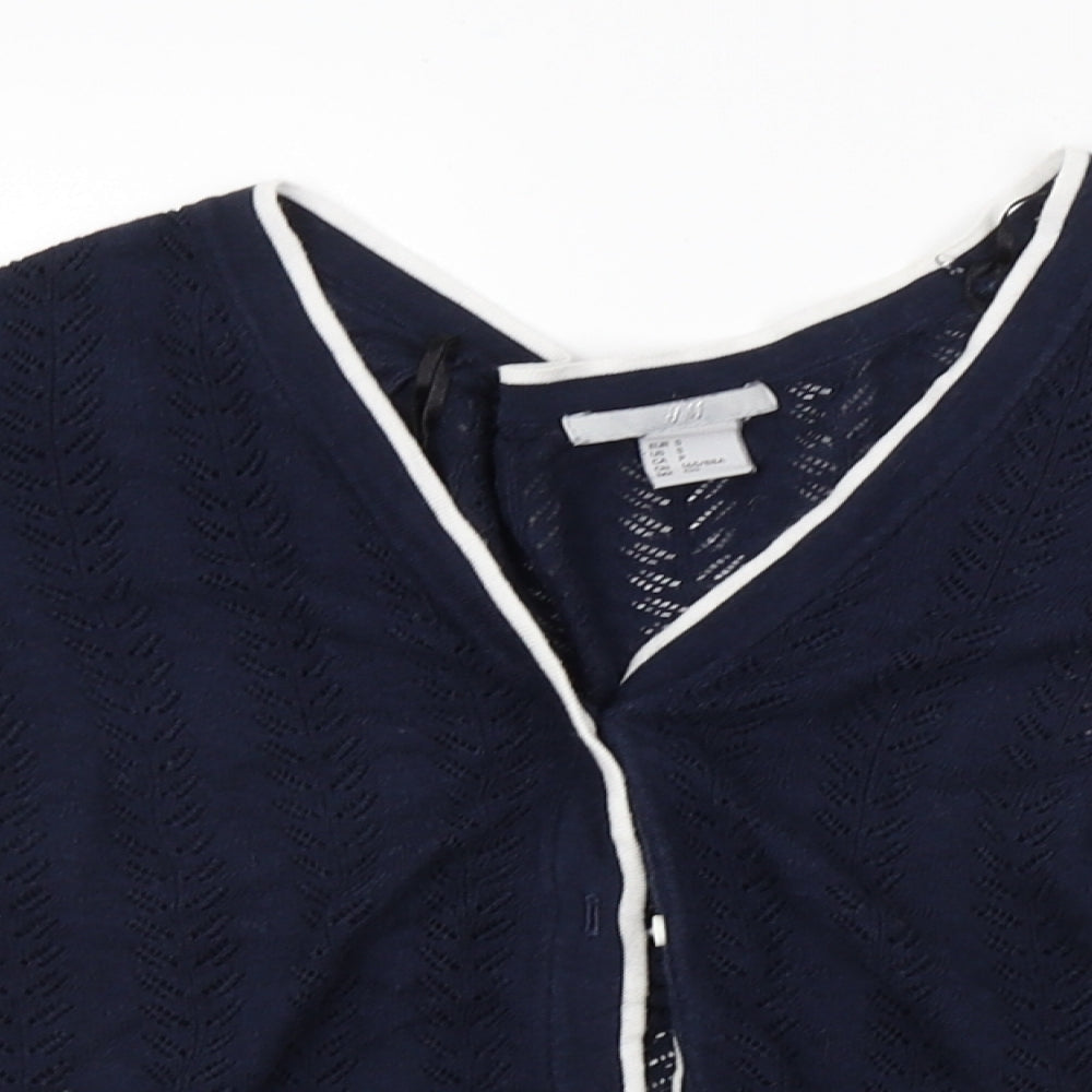 H&M Womens Blue Argyle/Diamond  Cardigan Jumper Size S