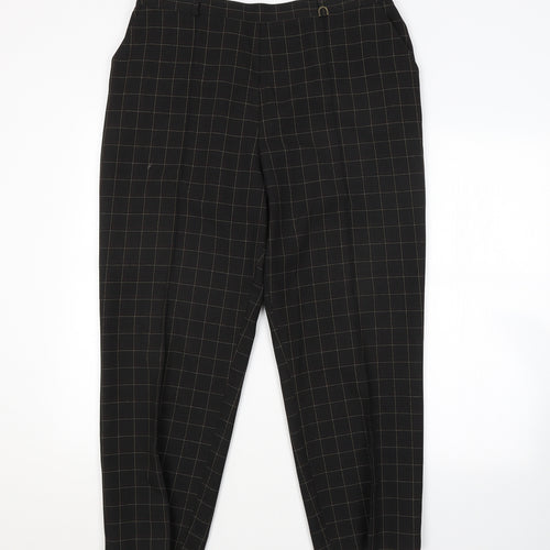 M&S Womens Brown Check  Trousers  Size 18 L26 in