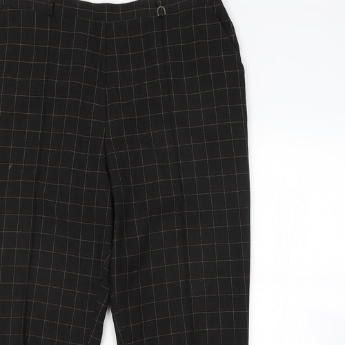 M&S Womens Brown Check  Trousers  Size 18 L26 in