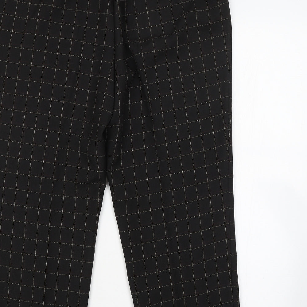 M&S Womens Brown Check  Trousers  Size 18 L26 in