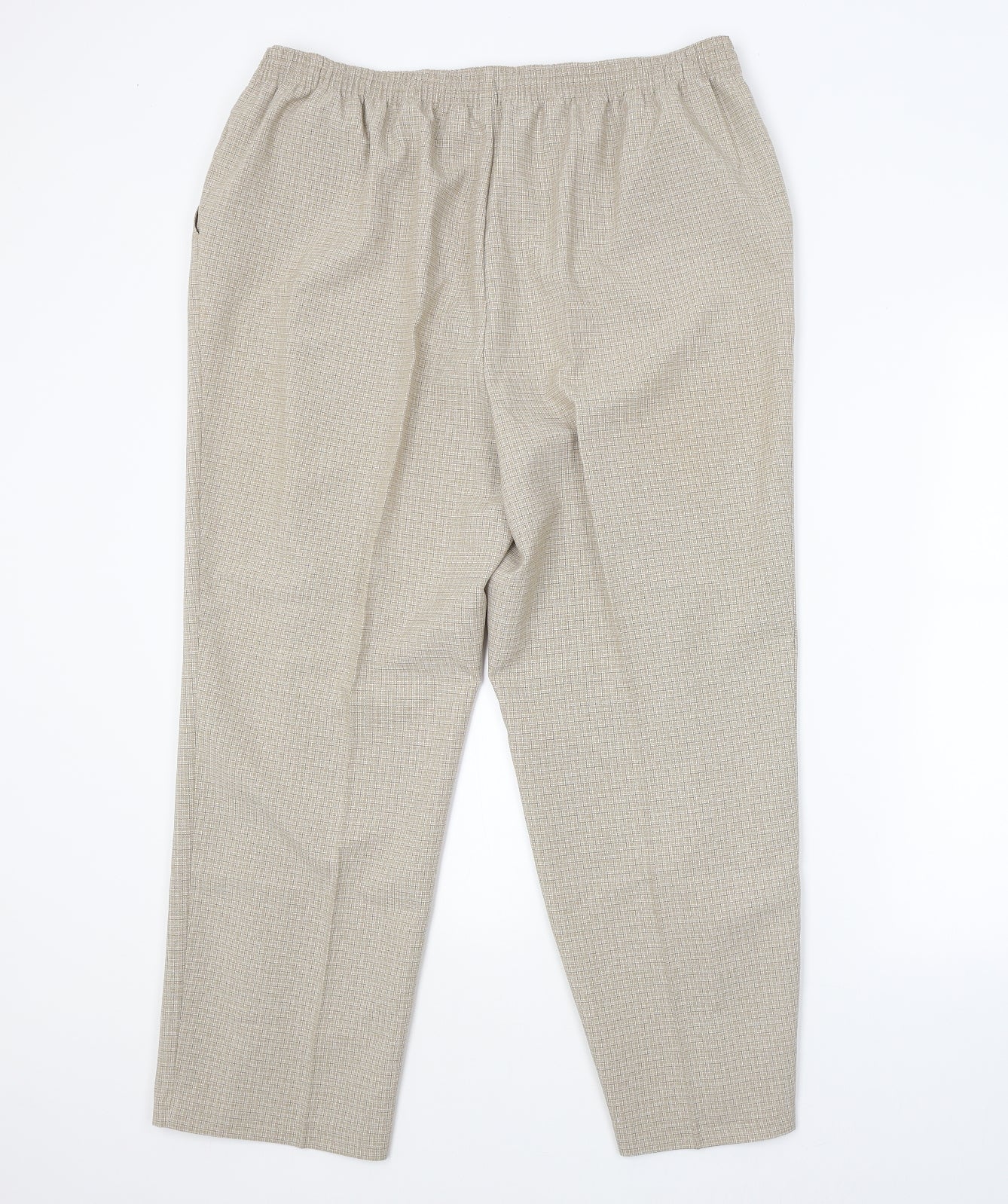 M&S Womens Beige Check  Trousers  Size 18 L26 in