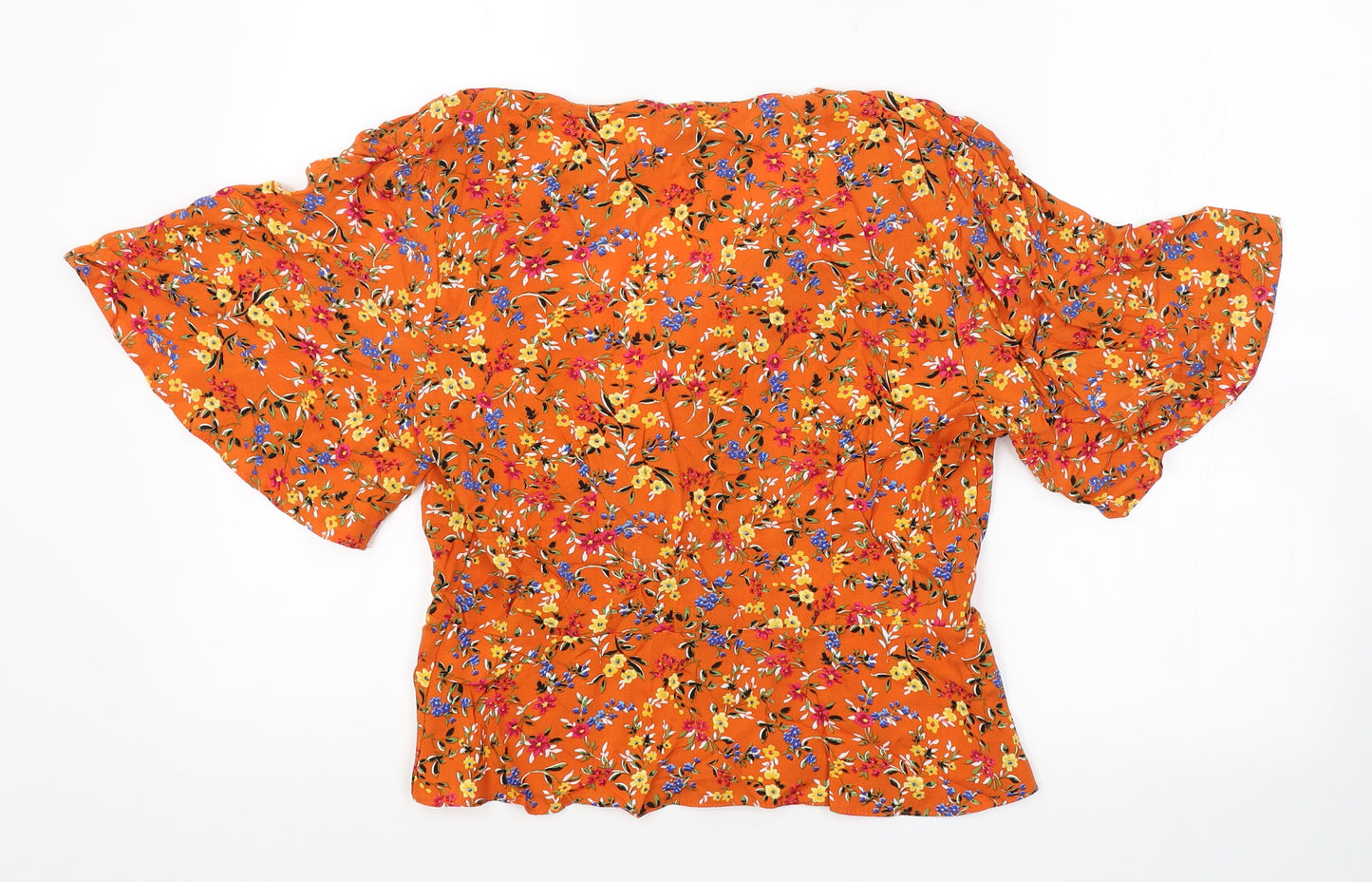 Primark Womens Orange Floral  Basic Blouse Size 14