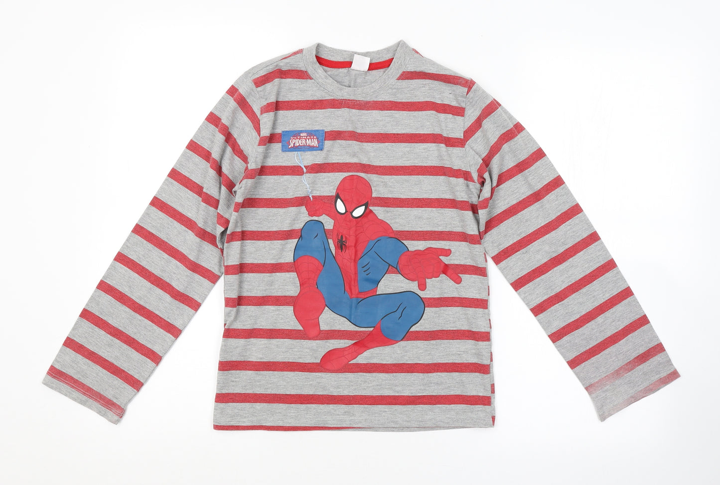 Preworn Boys Multicoloured Striped  Basic T-Shirt Size 9-10 Years  - SPIDERMAN