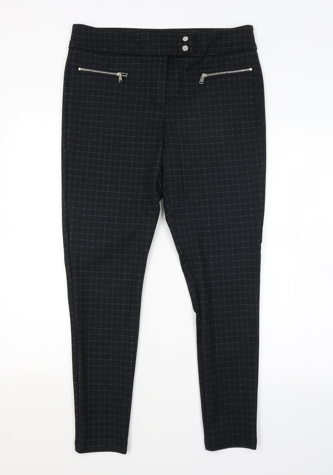 George Womens Black Check  Trousers   L26 in