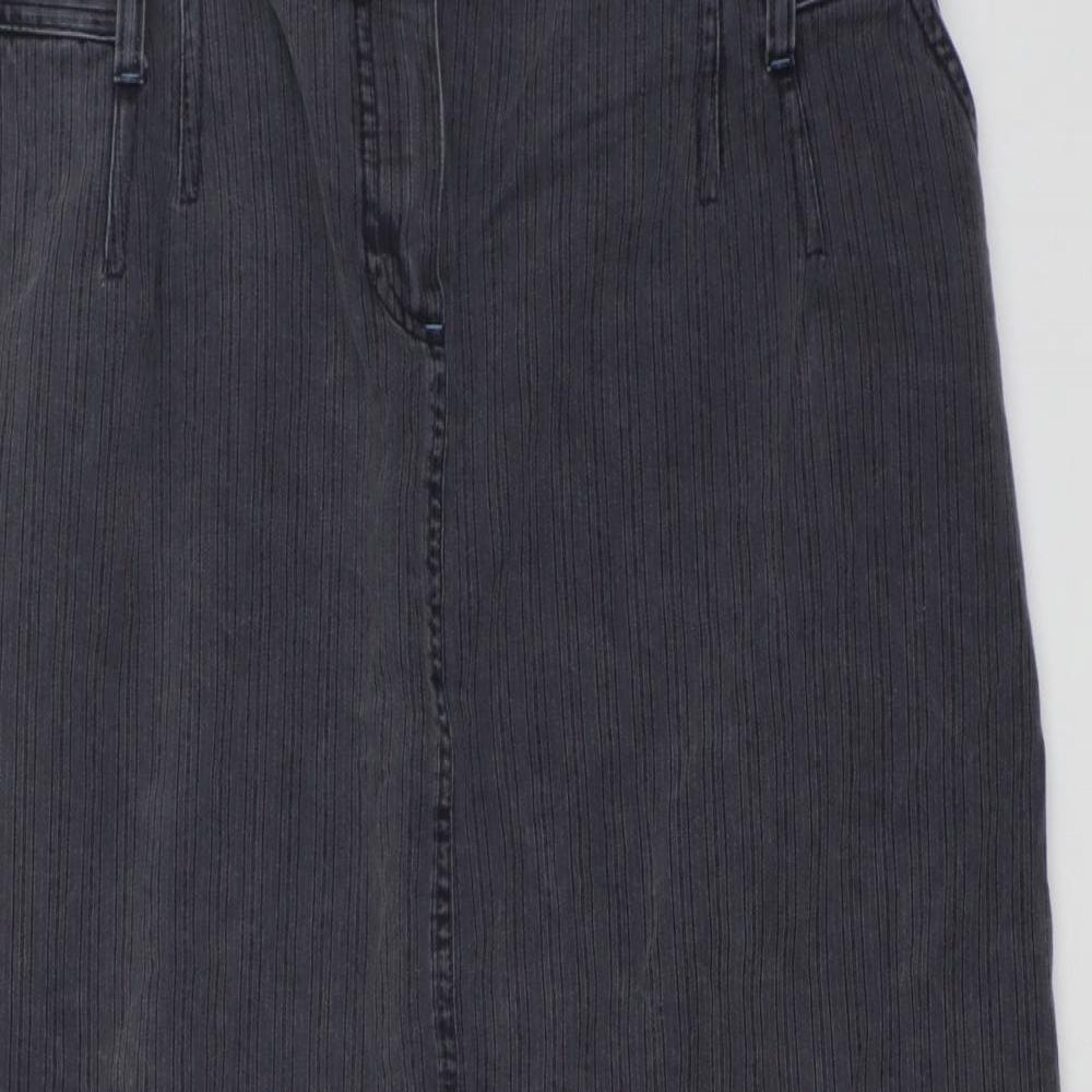 NEXT Womens Grey Striped Denim A-Line Skirt Size 14