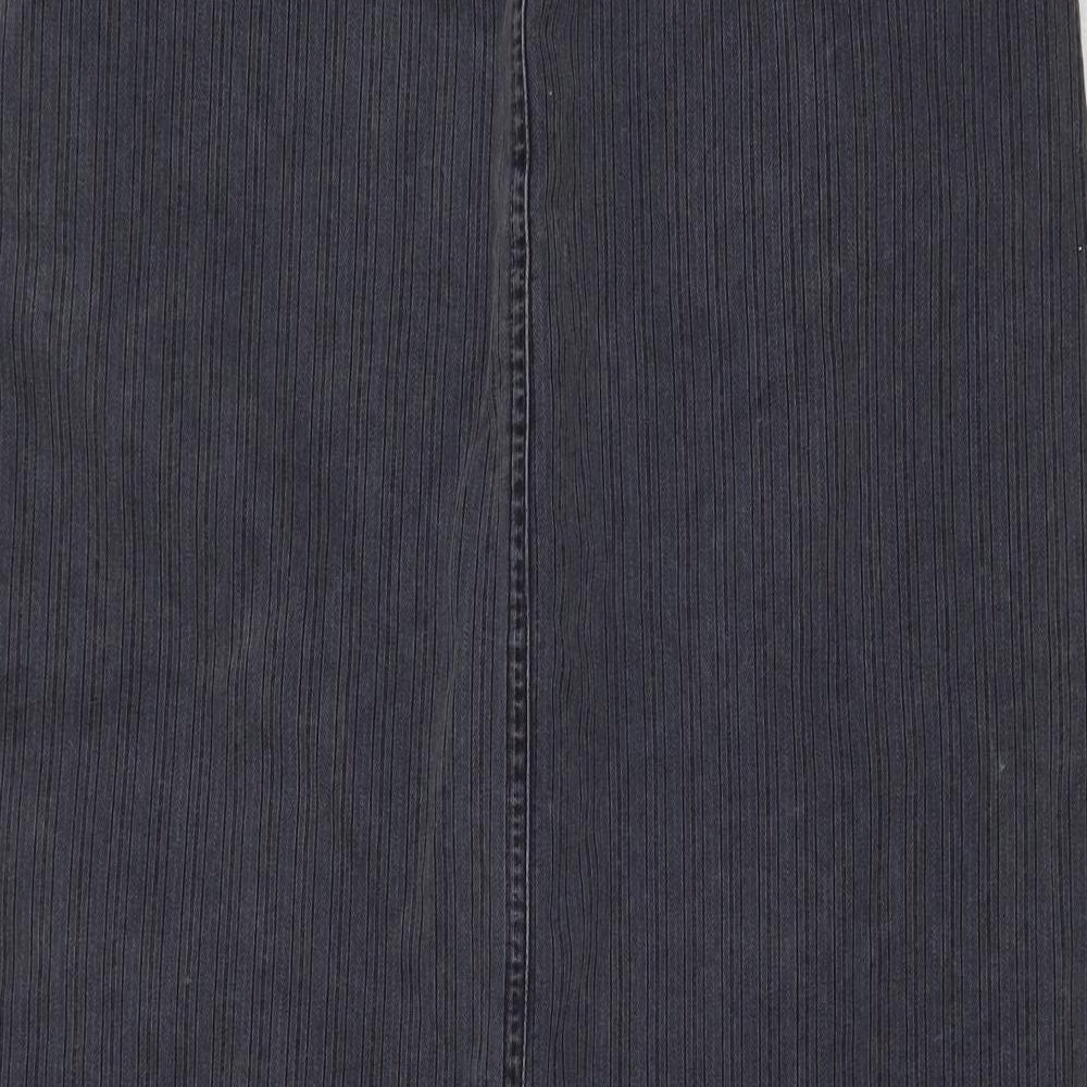 NEXT Womens Grey Striped Denim A-Line Skirt Size 14