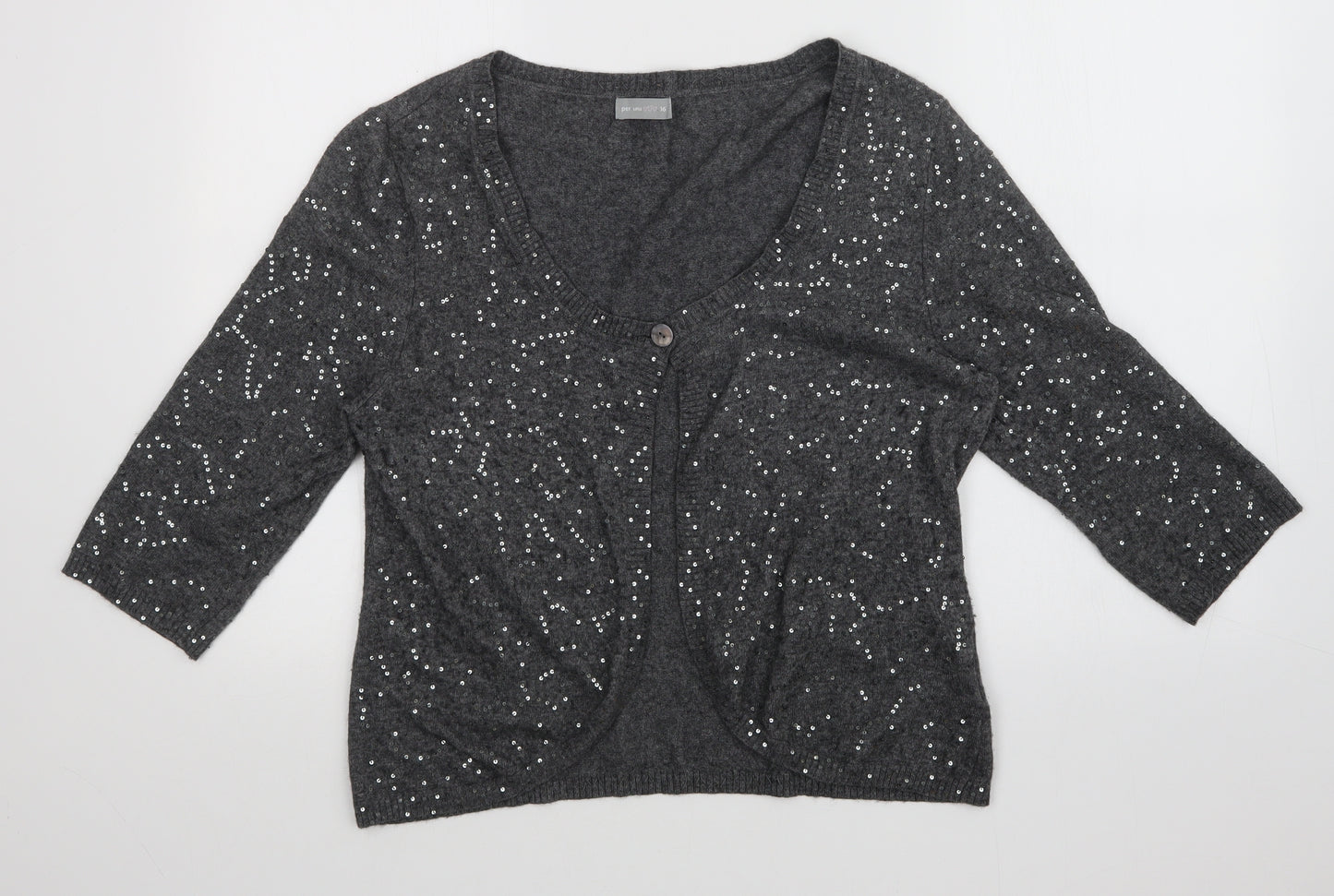 Per Una Womens Grey   Cardigan Jumper Size 16
