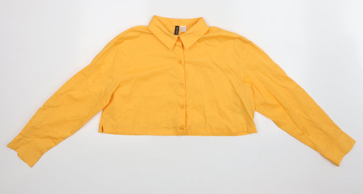H&M Womens Orange Cropped Button-Up Size M