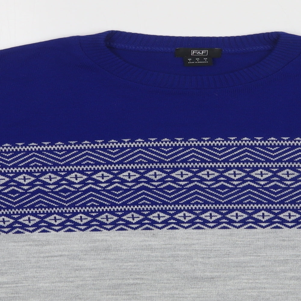 F&F Mens Multicoloured Fair Isle  Pullover Sweatshirt Size L
