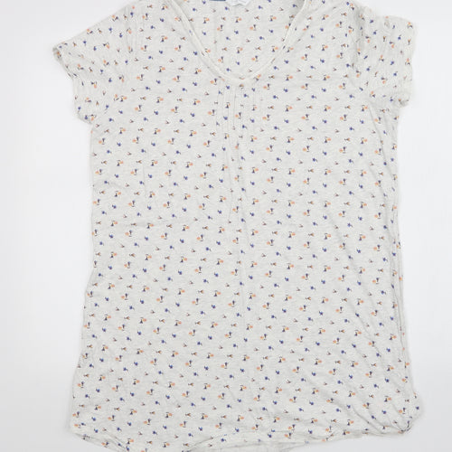 M&S Womens White Floral  Top Nightshirt Size 16