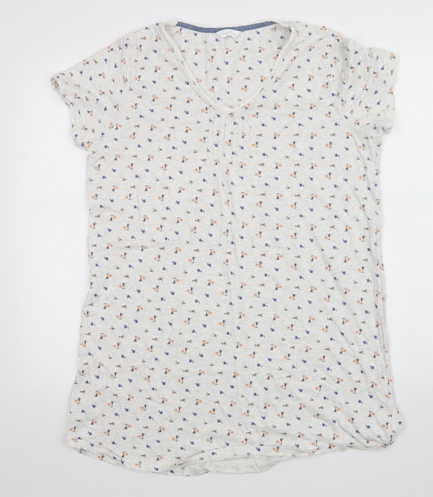 M&S Womens White Floral  Top Nightshirt Size 16
