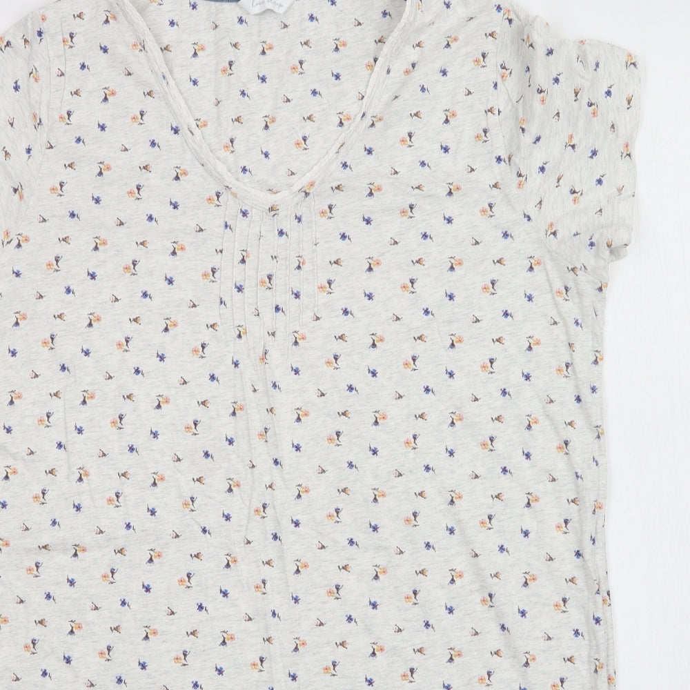 M&S Womens White Floral  Top Nightshirt Size 16