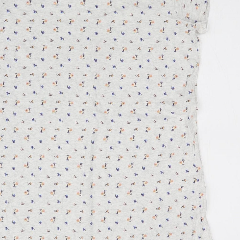 M&S Womens White Floral  Top Nightshirt Size 16