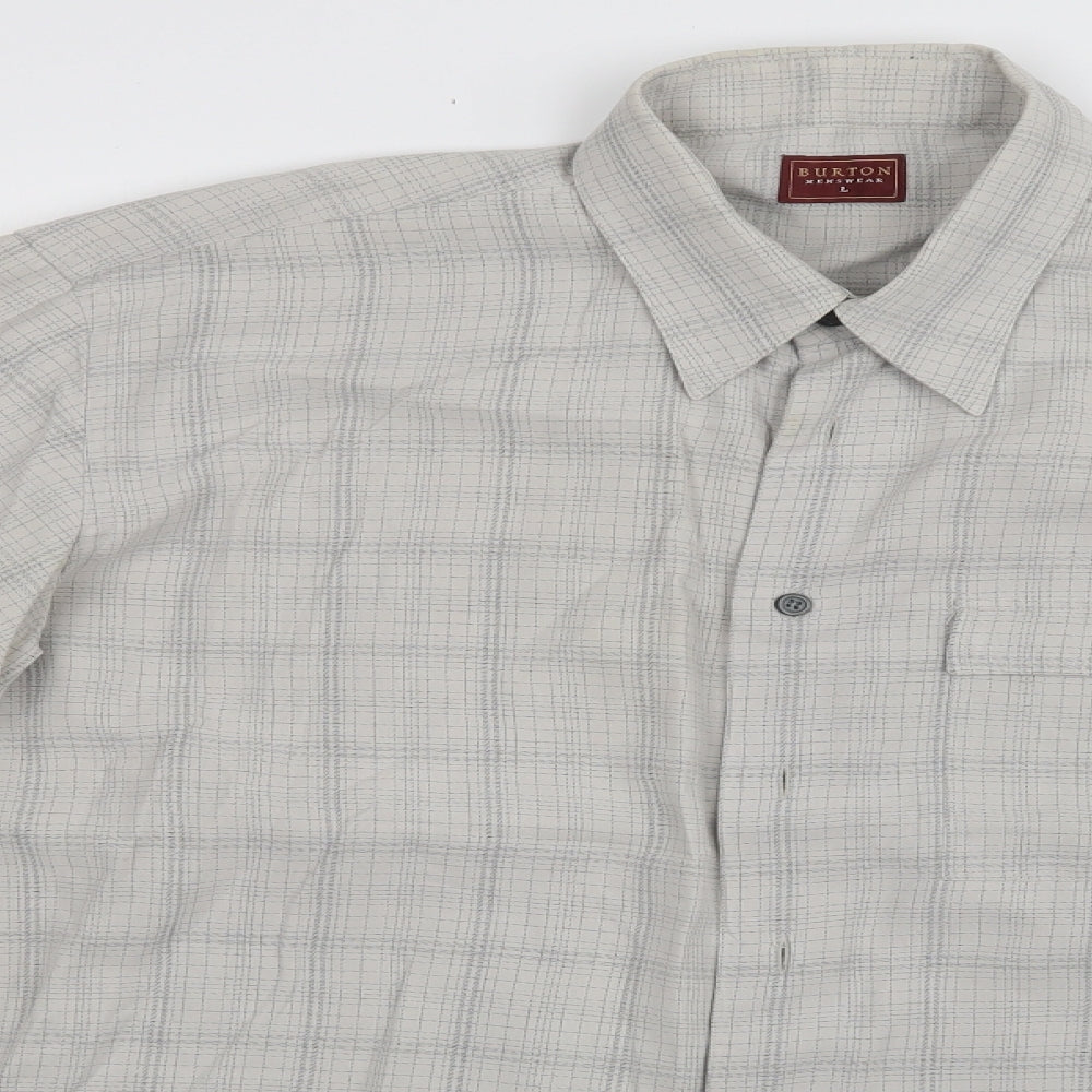 Burton Mens Grey Check   Dress Shirt Size L