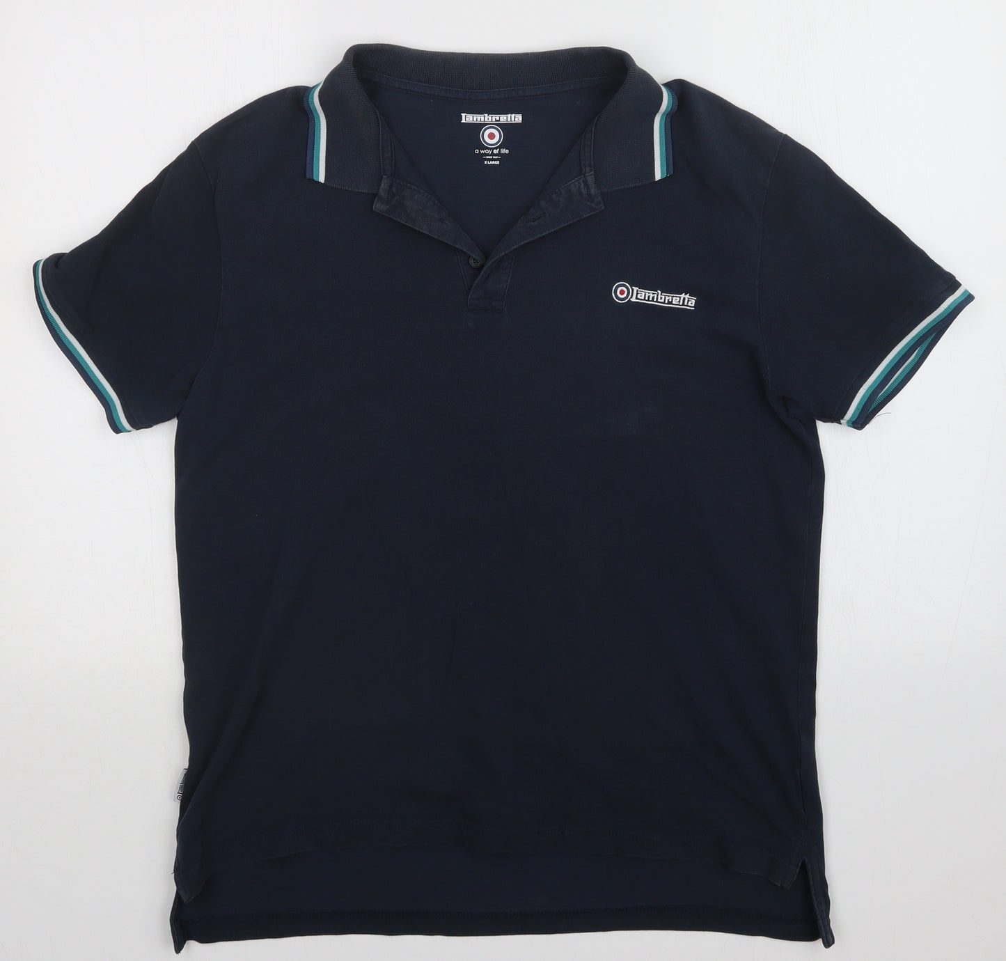 Lambretta Mens Blue Striped   Polo Size XL