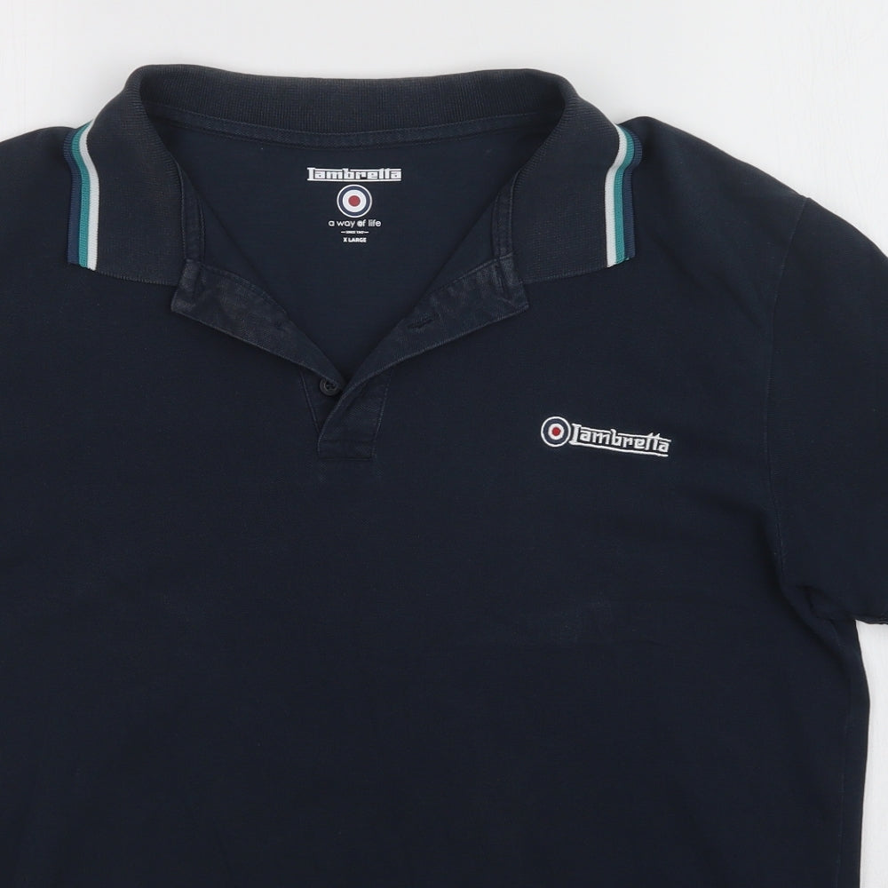 Lambretta Mens Blue Striped   Polo Size XL