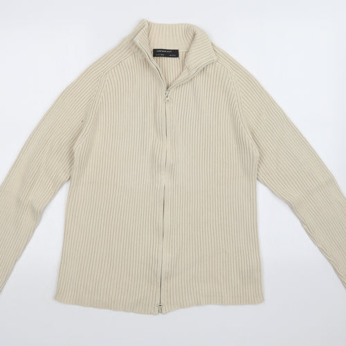 CEDARWOOD STATE Mens Beige Striped  Full Zip Jumper Size XL