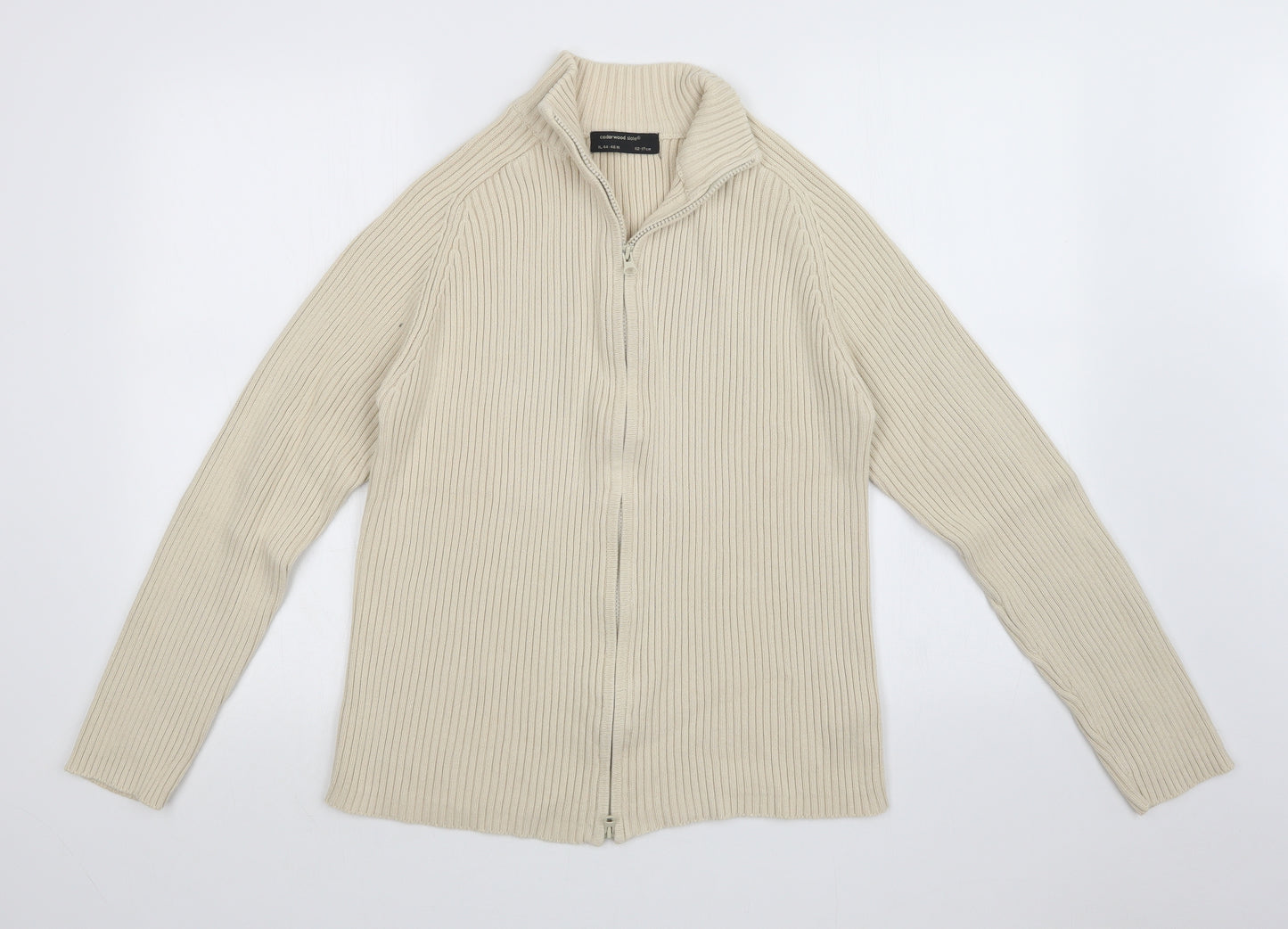 CEDARWOOD STATE Mens Beige Striped  Full Zip Jumper Size XL