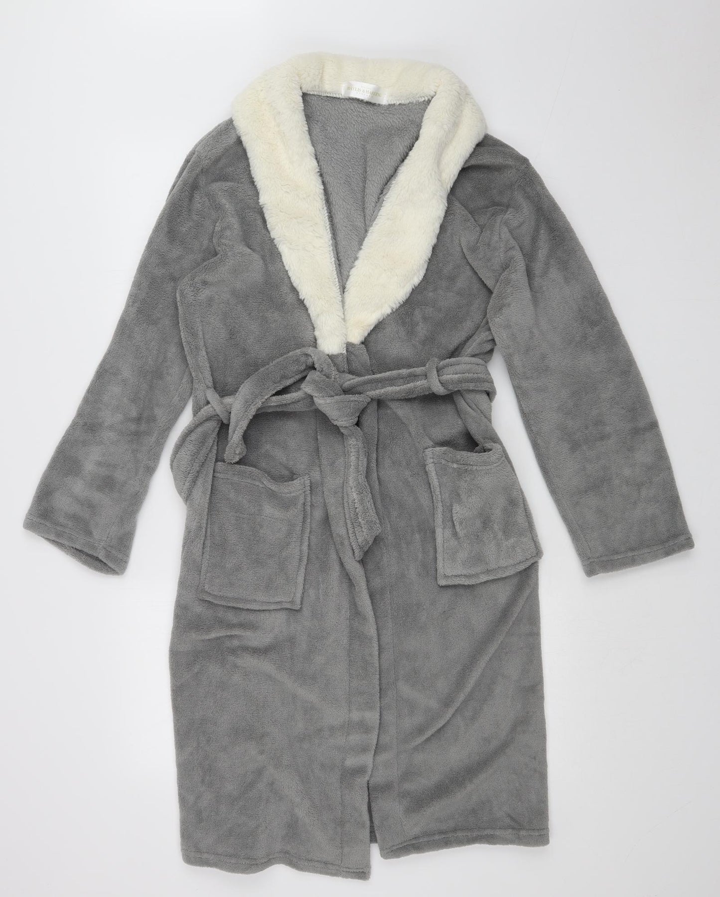 Baylis & Harding Womens Grey Solid Fleece  Gown Size M