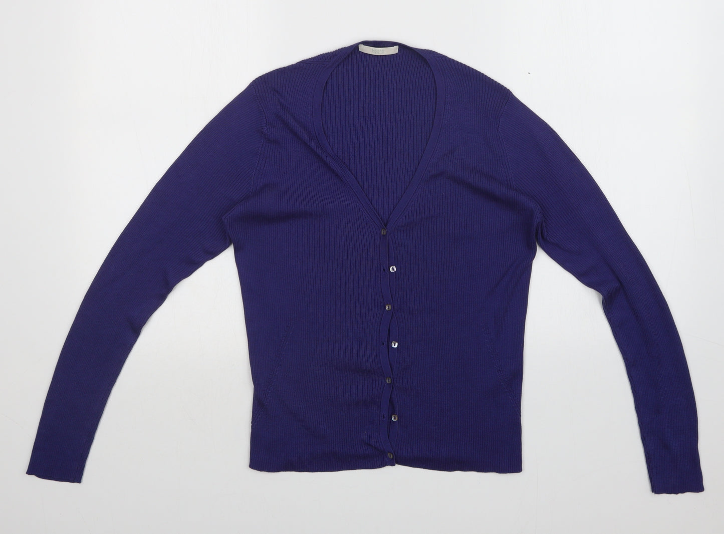 M&S Womens Purple Striped  Cardigan Jumper Size 16