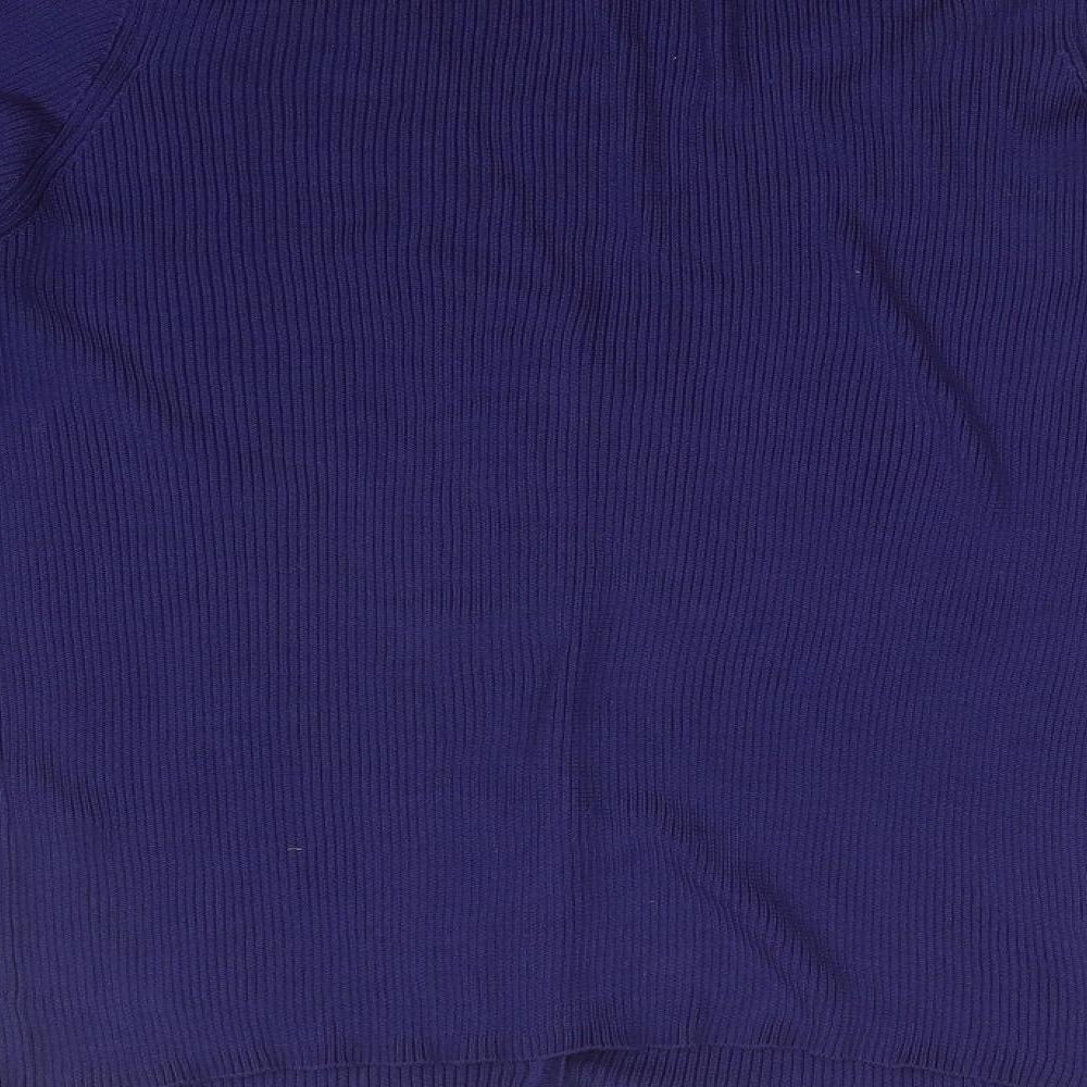 M&S Womens Purple Striped  Cardigan Jumper Size 16