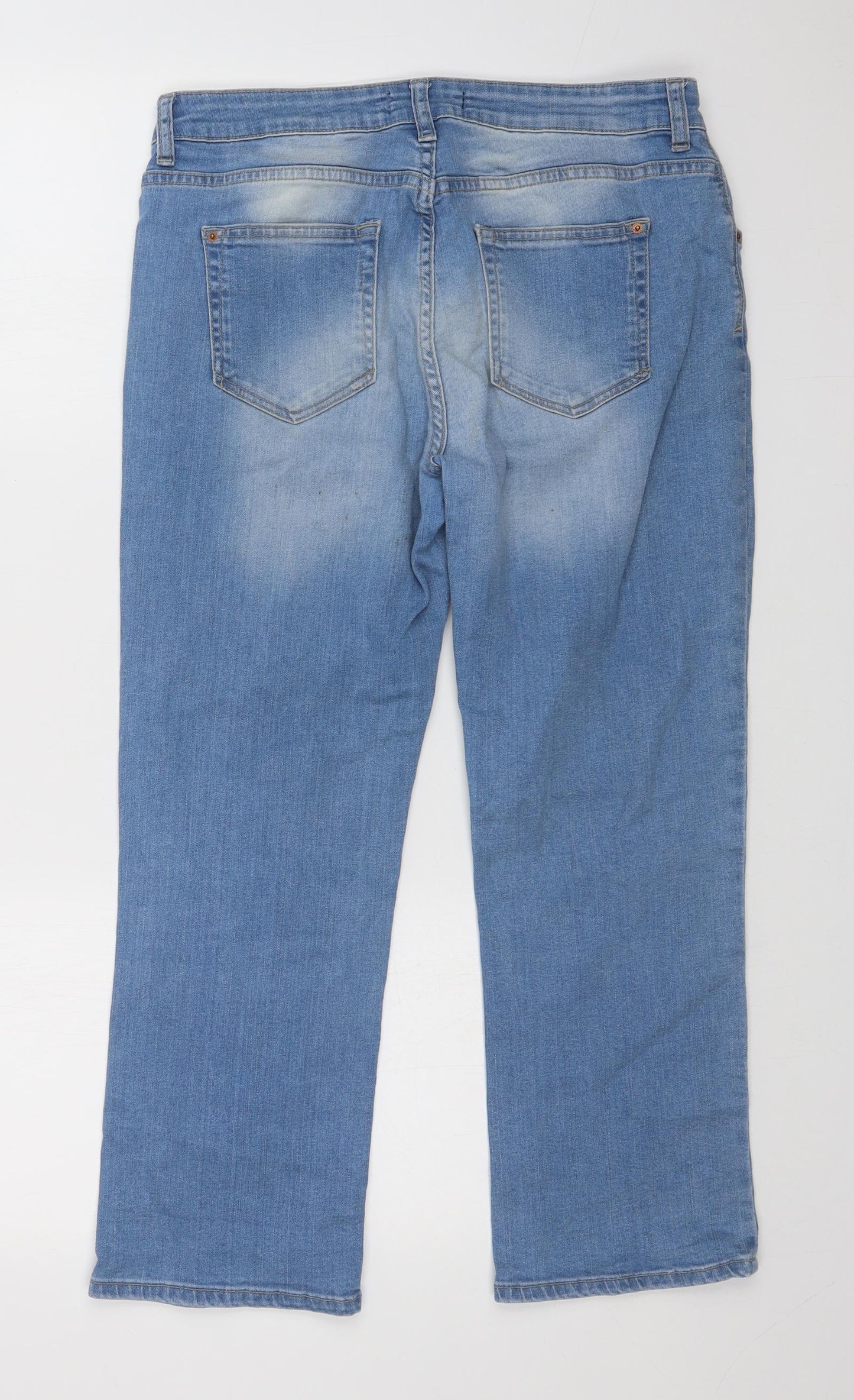 Peacocks Womens Blue  Denim Cropped Jeans Size 12 L24.5 in