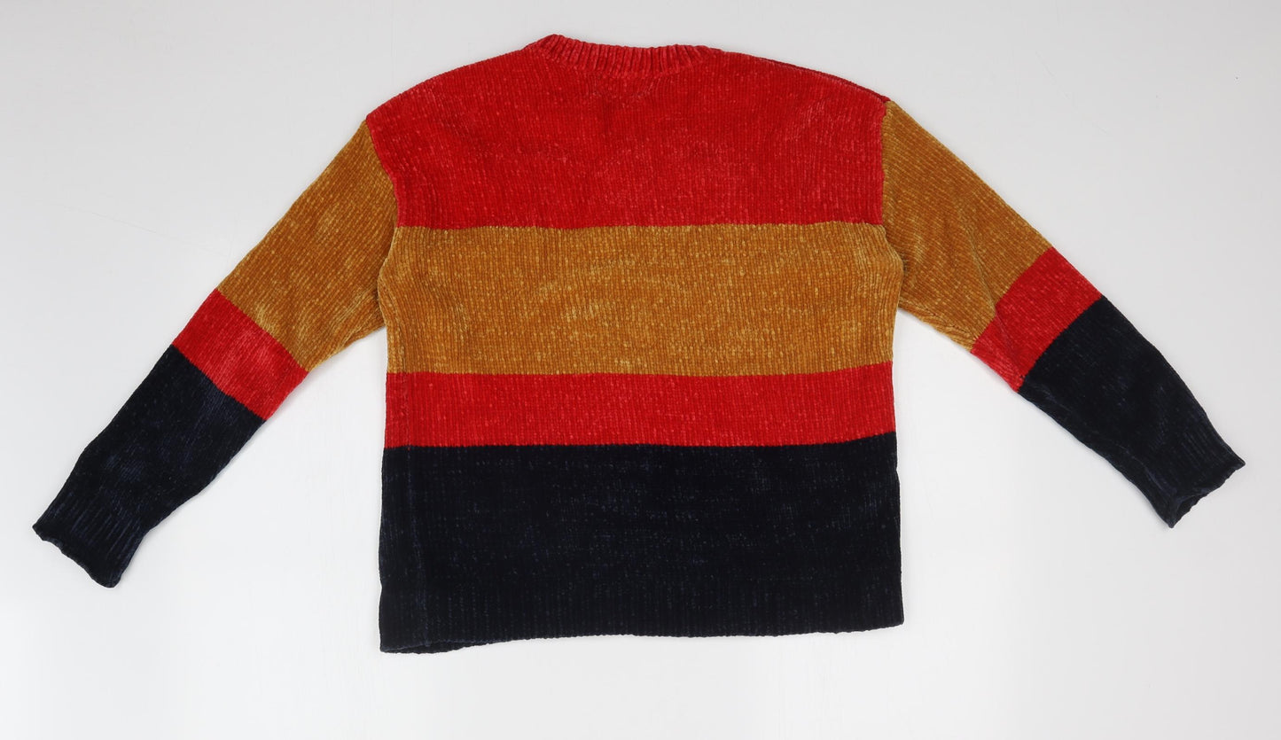 Papaya Mens Multicoloured Striped  Pullover Sweatshirt Size M